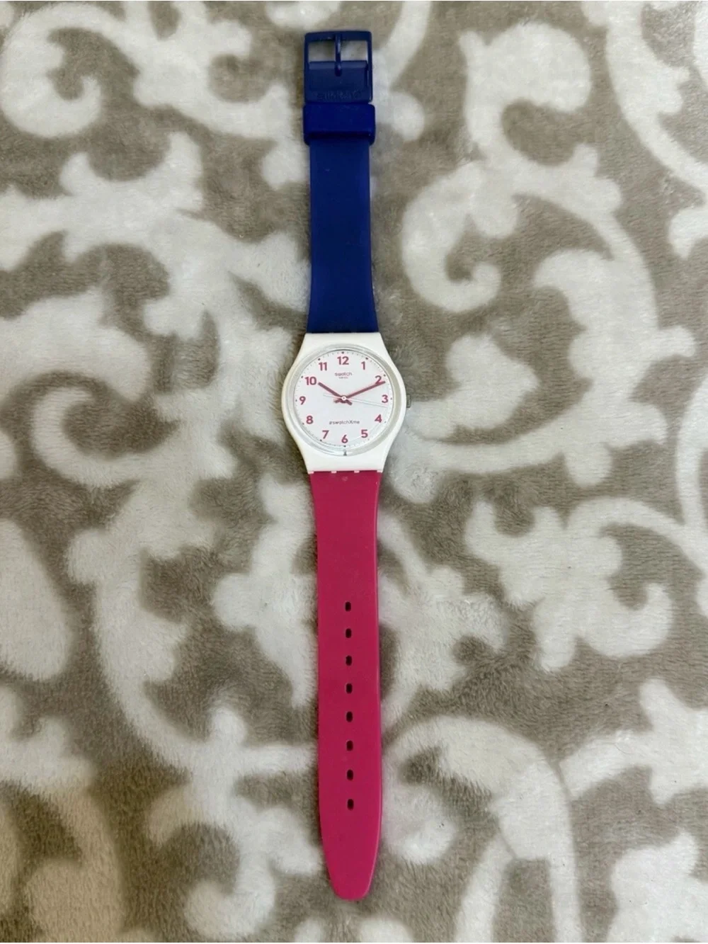 Swatch Gent IN THE BLOCK Men's Women's Watch 34mm White Pink Blue SO28W400
